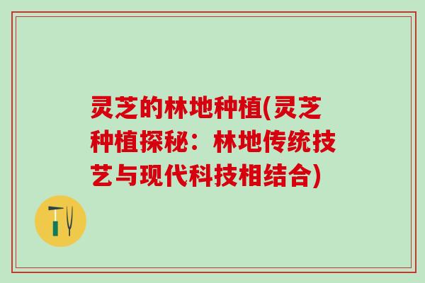 灵芝的林地种植(灵芝种植探秘：林地传统技艺与现代科技相结合)