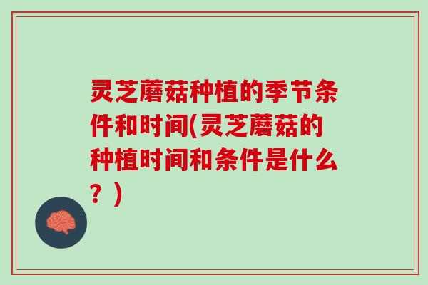 灵芝蘑菇种植的季节条件和时间(灵芝蘑菇的种植时间和条件是什么？)