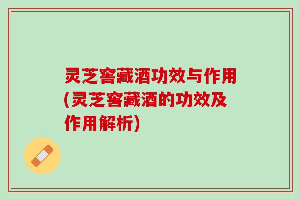 灵芝窖藏酒功效与作用(灵芝窖藏酒的功效及作用解析)