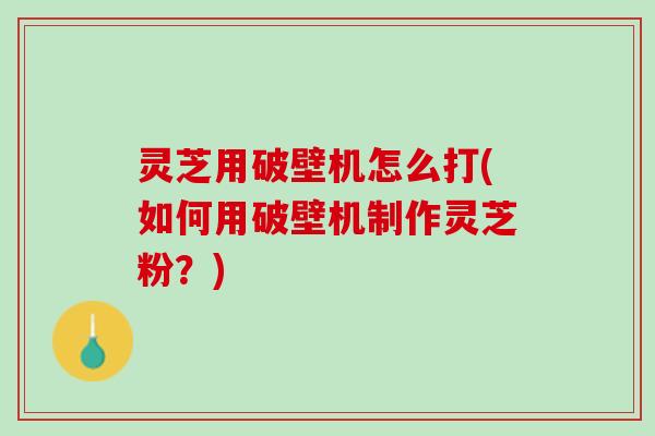 灵芝用破壁机怎么打(如何用破壁机制作灵芝粉？)