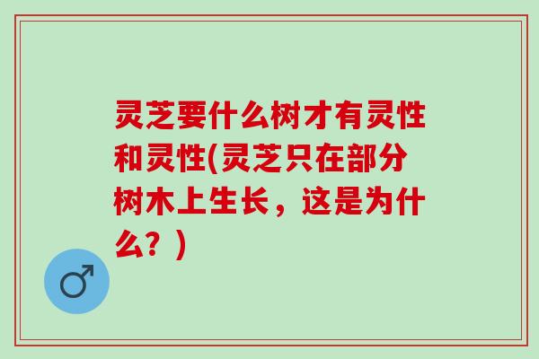 灵芝要什么树才有灵性和灵性(灵芝只在部分树木上生长，这是为什么？)