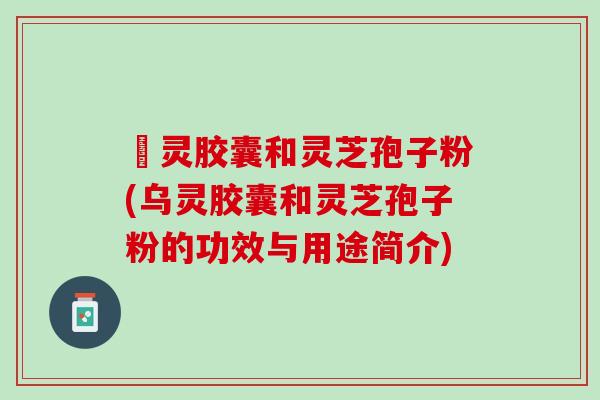 烏灵胶囊和灵芝孢子粉(乌灵胶囊和灵芝孢子粉的功效与用途简介) 烏灵胶囊和灵芝孢子粉(乌灵胶囊和灵芝孢子粉的功效与用途简介)