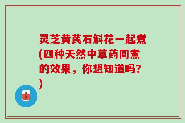 灵芝黄芪石斛花一起煮(四种天然中草药同煮的效果，你想知道吗？)