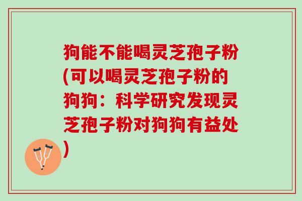 狗能不能喝灵芝孢子粉(可以喝灵芝孢子粉的狗狗：科学研究发现灵芝孢子粉对狗狗有益处)