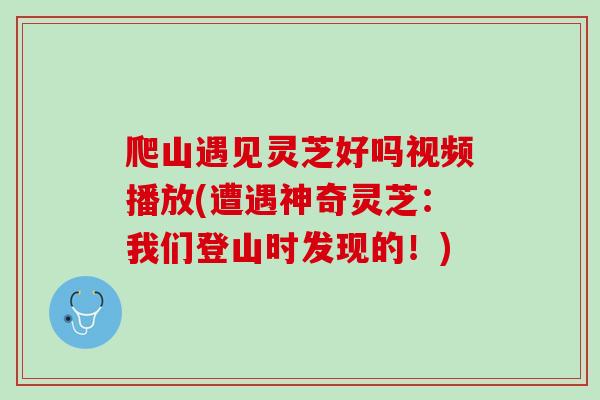 爬山遇见灵芝好吗视频播放(遭遇神奇灵芝：我们登山时发现的！)