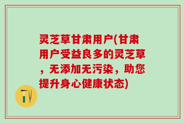 灵芝草甘肃用户(甘肃用户受益良多的灵芝草，无添加无污染，助您提升身心健康状态)