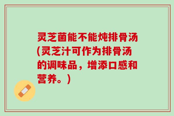 灵芝菌能不能炖排骨汤(灵芝汁可作为排骨汤的调味品，增添口感和营养。)