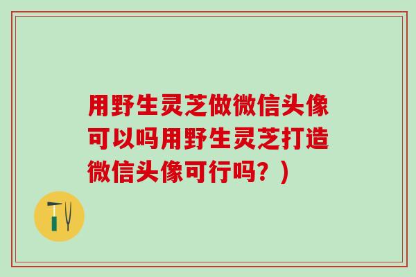 用野生灵芝做微信头像可以吗用野生灵芝打造微信头像可行吗？)