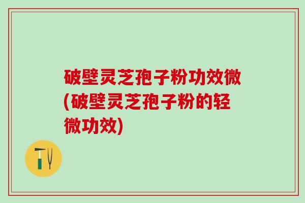 破壁灵芝孢子粉功效微(破壁灵芝孢子粉的轻微功效)