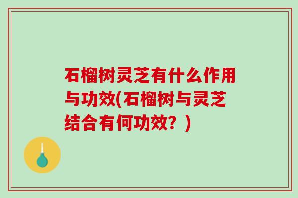 石榴树灵芝有什么作用与功效(石榴树与灵芝结合有何功效？)