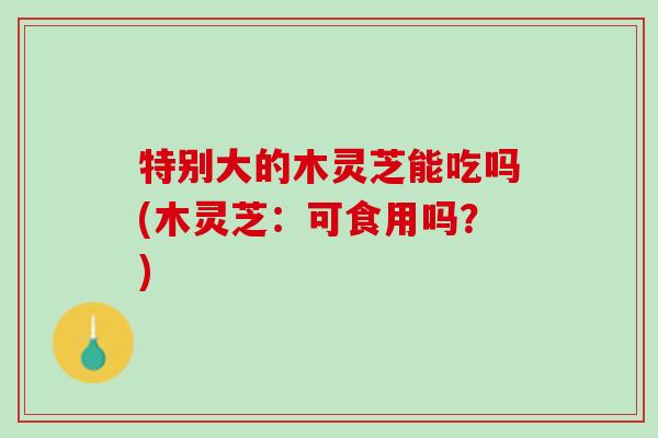 特别大的木灵芝能吃吗(木灵芝：可食用吗？)