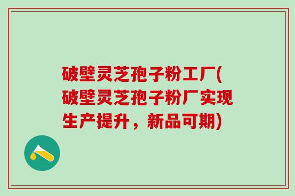 破壁灵芝孢子粉工厂(破壁灵芝孢子粉厂实现生产提升，新品可期)
