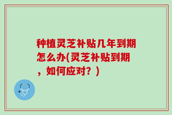 种植灵芝补贴几年到期怎么办(灵芝补贴到期，如何应对？)