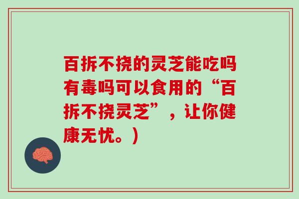 百拆不挠的灵芝能吃吗有毒吗可以食用的“百拆不挠灵芝”，让你健康无忧。)