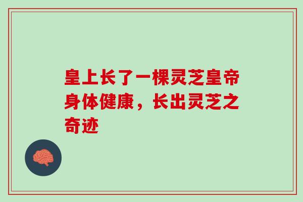 皇上长了一棵灵芝皇帝身体健康，长出灵芝之奇迹