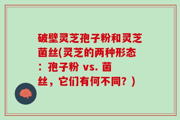 破壁灵芝孢子粉和灵芝菌丝(灵芝的两种形态：孢子粉 vs. 菌丝，它们有何不同？)
