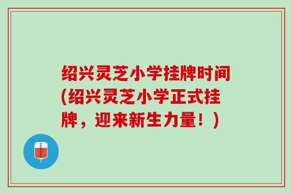 绍兴灵芝小学挂牌时间(绍兴灵芝小学正式挂牌，迎来新生力量！)