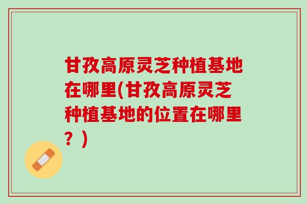 甘孜高原灵芝种植基地在哪里(甘孜高原灵芝种植基地的位置在哪里？)