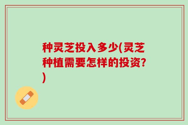 种灵芝投入多少(灵芝种植需要怎样的投资？)