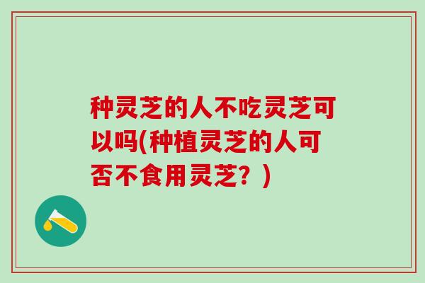 种灵芝的人不吃灵芝可以吗(种植灵芝的人可否不食用灵芝？)