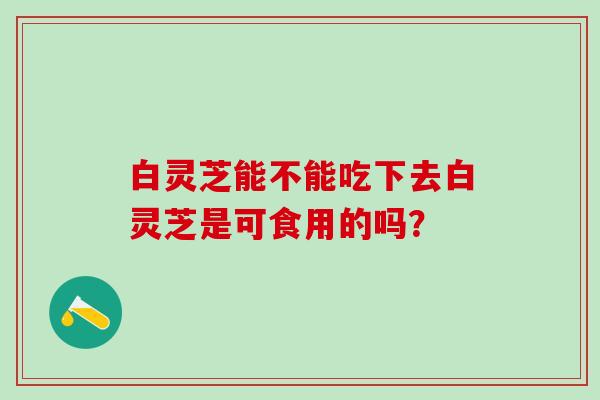 白灵芝能不能吃下去白灵芝是可食用的吗？