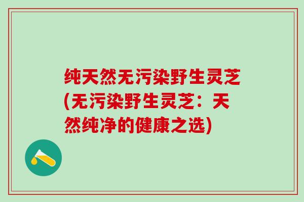 纯天然无污染野生灵芝(无污染野生灵芝：天然纯净的健康之选)