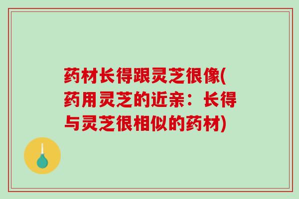 药材长得跟灵芝很像(药用灵芝的近亲：长得与灵芝很相似的药材)