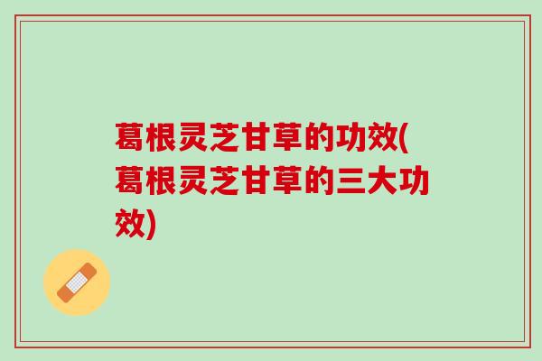 葛根灵芝甘草的功效(葛根灵芝甘草的三大功效)