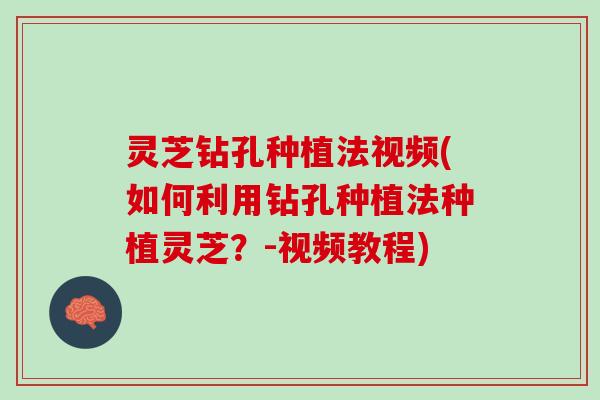 灵芝钻孔种植法视频(如何利用钻孔种植法种植灵芝？-视频教程)