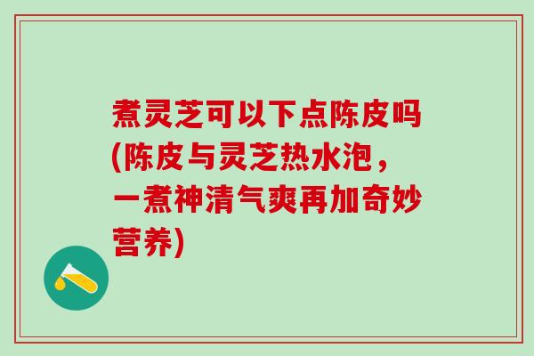 煮灵芝可以下点陈皮吗(陈皮与灵芝热水泡，一煮神清气爽再加奇妙营养)