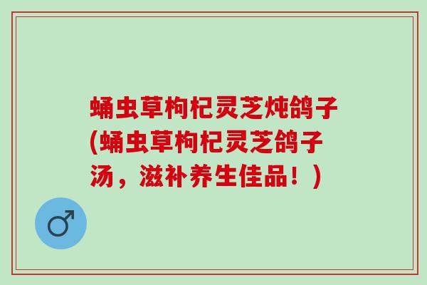 蛹虫草枸杞灵芝炖鸽子(蛹虫草枸杞灵芝鸽子汤,滋补养生佳品!) 蛹虫草枸杞灵芝炖鸽子(蛹虫草枸杞灵芝鸽子汤,滋补养生佳品!)