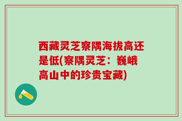 西藏灵芝察隅海拔高还是低(察隅灵芝:巍峨高山中的珍贵宝藏) 西藏灵芝察隅海拔高还是低(察隅灵芝:巍峨高山中的珍贵宝藏)