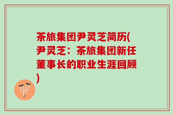 茶旅集团尹灵芝简历(尹灵芝：茶旅集团新任董事长的职业生涯回顾)