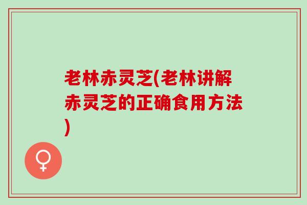 老林赤灵芝(老林讲解赤灵芝的正确食用方法)