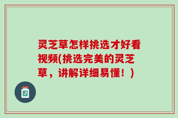 灵芝草怎样挑选才好看视频(挑选完美的灵芝草,讲解详细易懂!) 灵芝草怎样挑选才好看视频(挑选完美的灵芝草,讲解详细易懂!)