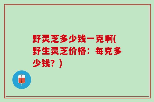 野灵芝多少钱一克啊(野生灵芝价格：每克多少钱？)