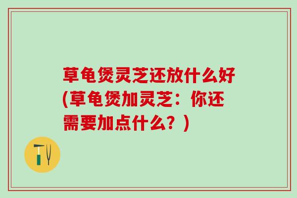 草龟煲灵芝还放什么好(草龟煲加灵芝:你还需要加点什么?) 草龟煲灵芝还放什么好(草龟煲加灵芝:你还需要加点什么?)