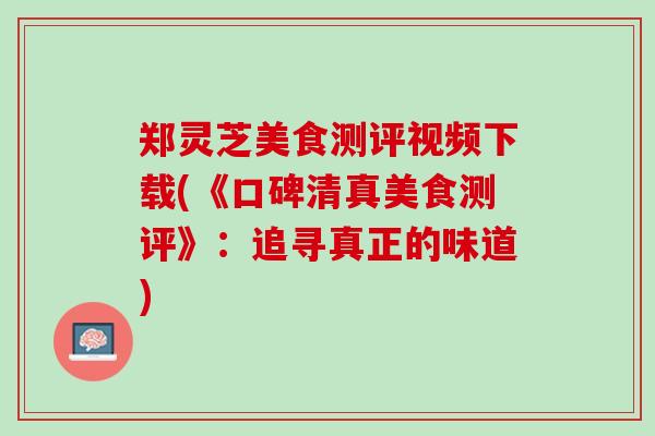 郑灵芝美食测评视频下载(《口碑清真美食测评》：追寻真正的味道)
