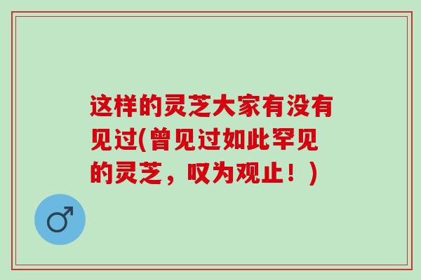 这样的灵芝大家有没有见过(曾见过如此罕见的灵芝，叹为观止！)