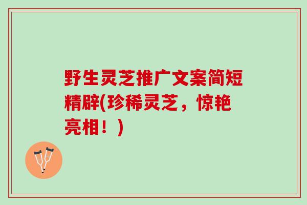 野生灵芝推广文案简短精辟(珍稀灵芝，惊艳亮相！)