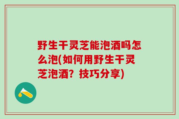 野生干灵芝能泡酒吗怎么泡(如何用野生干灵芝泡酒？技巧分享)