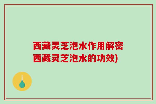 西藏灵芝泡水作用解密西藏灵芝泡水的功效)