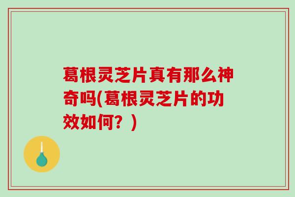 葛根灵芝片真有那么神奇吗(葛根灵芝片的功效如何？)