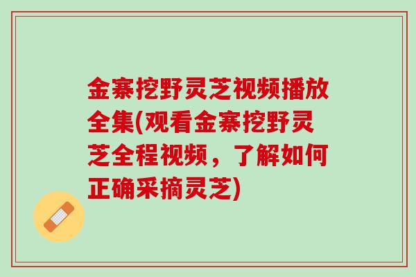 金寨挖野灵芝视频播放全集(观看金寨挖野灵芝全程视频，了解如何正确采摘灵芝)