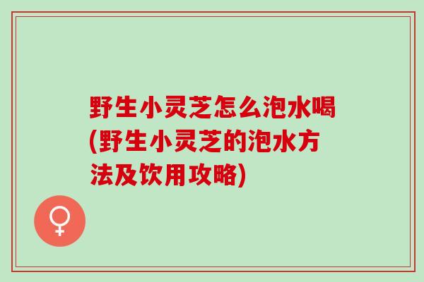 野生小灵芝怎么泡水喝(野生小灵芝的泡水方法及饮用攻略)