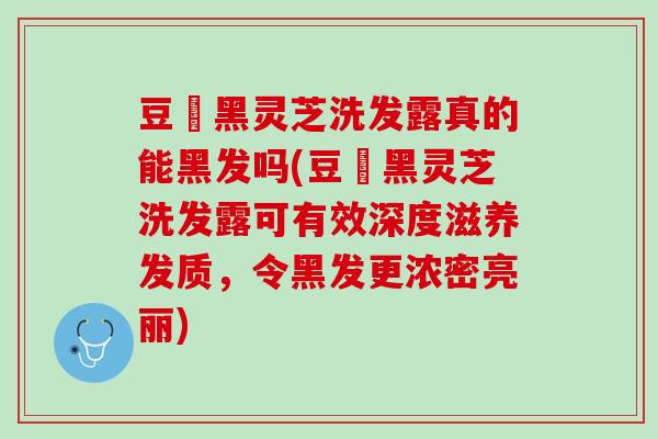 豆渼黑灵芝洗发露真的能黑发吗(豆渼黑灵芝洗发露可有效深度滋养发质，令黑发更浓密亮丽)