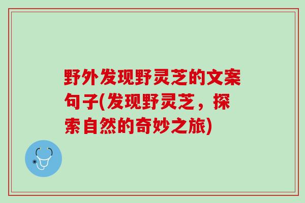 野外发现野灵芝的文案句子(发现野灵芝，探索自然的奇妙之旅)