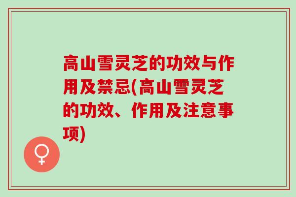 高山雪灵芝的功效与作用及禁忌(高山雪灵芝的功效、作用及注意事项)