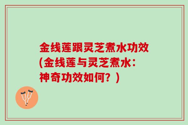 金线莲跟灵芝煮水功效(金线莲与灵芝煮水：神奇功效如何？)