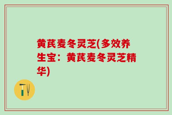 黄芪麦冬灵芝(多效养生宝：黄芪麦冬灵芝精华)